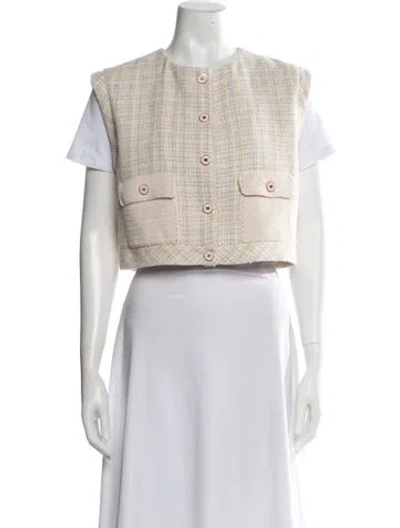 Pre-owned Sandro Tweed Pattern Vest W/ Tags In Neutrals