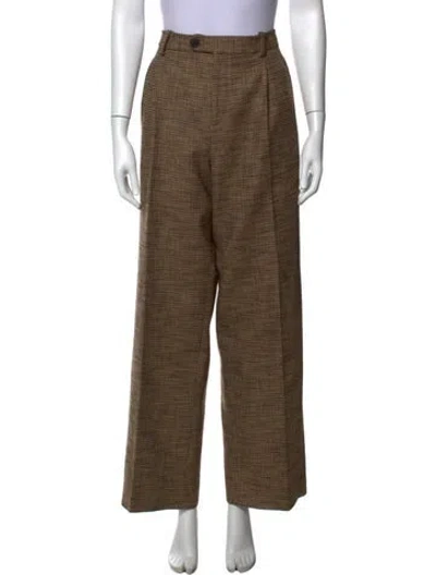Pre-owned Sandro Tweed Pattern Wide Leg Pants In Brown