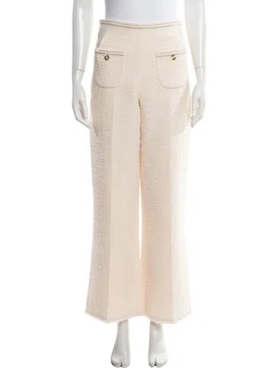 Pre-owned Sandro Tweed Pattern Wide Leg Pants In Neutral
