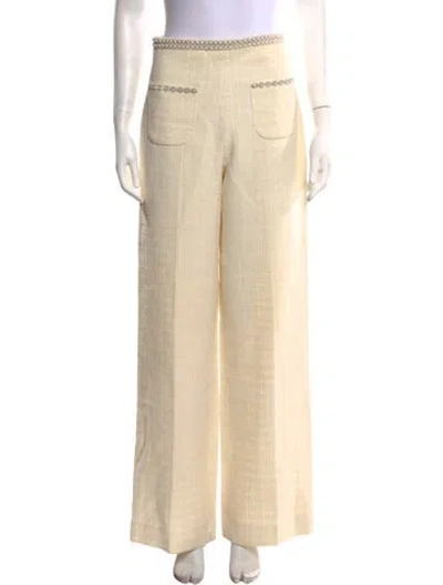 Pre-owned Sandro Tweed Pattern Wide Leg Pants In Neutrals