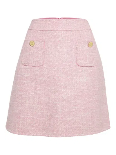 Pre-owned Sandro Tweed Pocket-detail Skirt In Pink