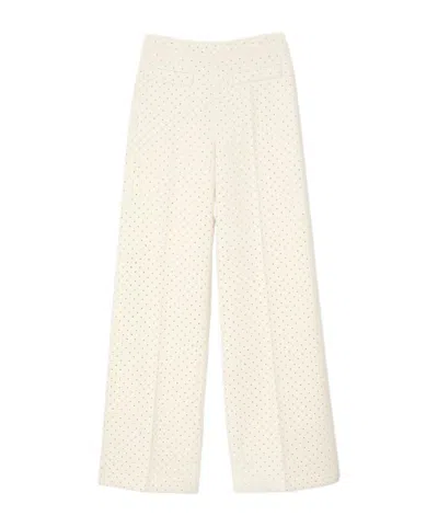 Sandro Tweed Rhinestone-covered Trousers In Ecru
