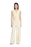 Sandro Tweed Rhinestone-covered Trousers In Ecru