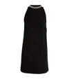 Sandro Crystal-embellished Sleeveless Tweed Minidress In Black