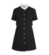 Sandro Tweed Ruffle Collar Mini Dress In Black