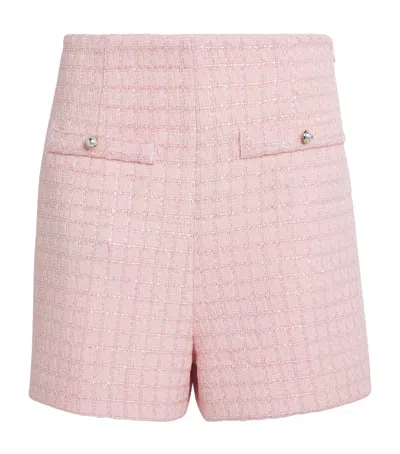 Sandro Tweed Sequinned Check Shorts In Multi