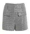Sandro Tweed Sequinned Houndstooth Shorts In Black