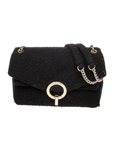 Pre-owned Sandro Tweed Shoulder Bag In Black
