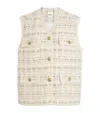 Sandro Sleeveless Tweed Jacket In Beige