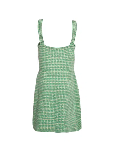 Pre-owned Sandro Tweed Sleeveless Mini Dress In Green