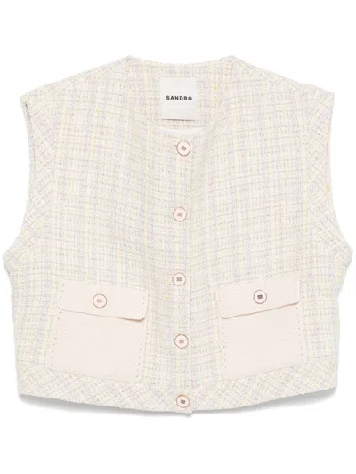 Sandro Tweed Tank Top In Neutrals