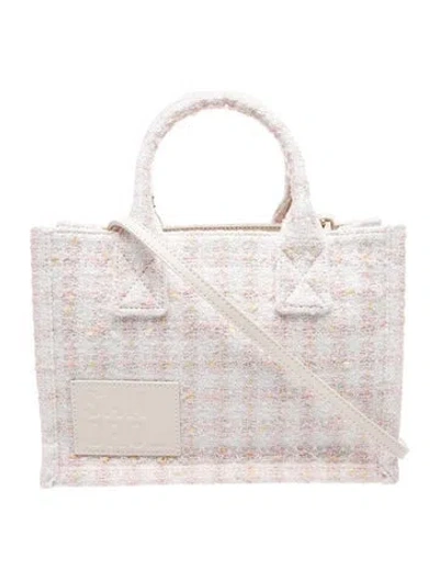 Pre-owned Sandro Tweed Top Handle Bag In Metallic/pink/white