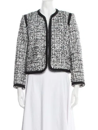 Pre-owned Sandro Tweed Tweed Pattern Jacket In White