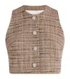 Sandro Womens Brown Button-down Regular-fit Textured Tweed Vest In Brown
