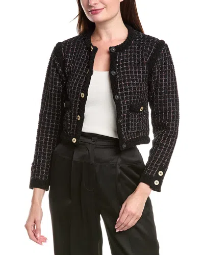 Sandro Tweed Wool-blend Jacket In Black