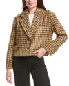 Sandro Tweed Wool-blend Jacket In Brown