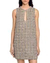 Sandro Gem-embellished Tweed Mini Dress In Camel