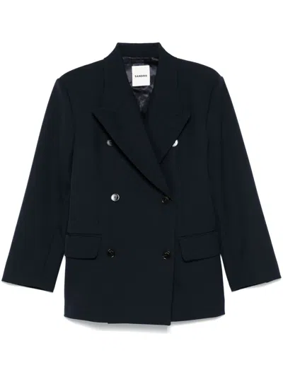 Sandro Twill Blazer In Blue