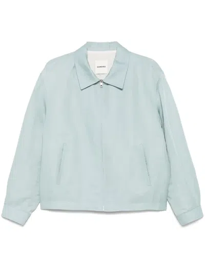 Sandro Twill Shirt Jacket In Blue