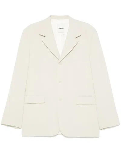 Sandro Twill-weave Blazer In Neutrals