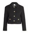 Sandro Peter Pan Collar Cropped Jacket In Black