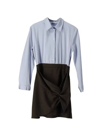 Pre-owned Sandro Twist-detail Mini Dress In Blue