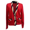 Sandro Twisted Collar Pearl-embellished Cardigan In Red Wool In Red