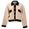 Sandro Two Tone Cardigan In Cream Viscose In White