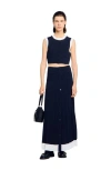 Sandro Two-tone Cropped Cardigan In Blue