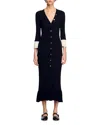 Sandro Two-tone Knit Maxi Dress In Black