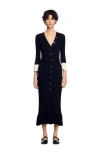 Sandro Two-tone Knit Maxi Dress In Black