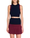 Sandro Two-tone Knit Top In Blue