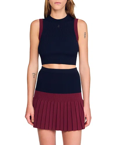 SANDRO TWO TONE KNIT TOP