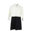 Sandro Two Tone Lace Dress In White Cotton In White