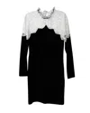 Sandro Two-tone Lace Midi Dress In Black/white Viscose