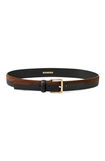 Sandro Two-tone Leather Belt In Multi