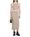 Sandro Two Tone Midi Dress In Brown