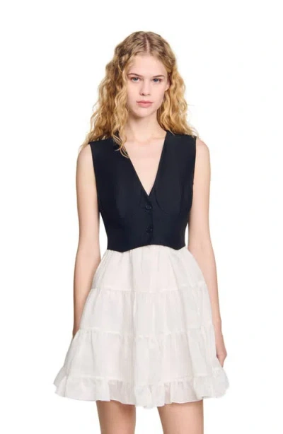 Sandro Two-tone Mini Dress In Multi