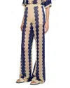 Sandro Knitted Trousers In Blue/ecru