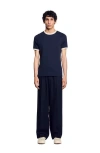 Sandro Two-tone Patch T-shirt In Navy Blue