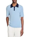 Sandro Two-tone Polo Shirt In Chambray