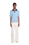 Sandro Two-tone Polo Shirt In Chambray.