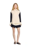 Sandro Grace Two Tone Shirt In Ecru
