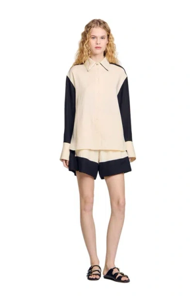 SANDRO SANDRO TWO-TONE SHIRT