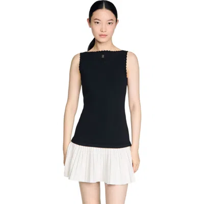 Sandro Womens Black Two-tone Sleeveless Woven Mini Dress