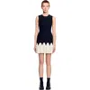 Sandro Two-tone Short Knit Dress In Multi