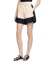 Sandro Linen-blend Drawstring Shorts In Ecru