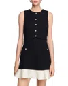 Sandro Tweed Mini Dress In Black