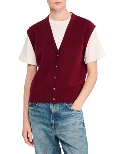 SANDRO TWO TONE WOOL & CASHMERE SWEATER