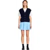 Sandro Two-tone Wool And Cashmere Sweater In Bleus
